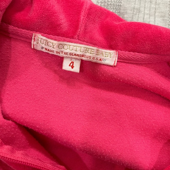 Juicy Couture Pink Velour Zip Up with Hood, Size 4T - Picture 4 of 4